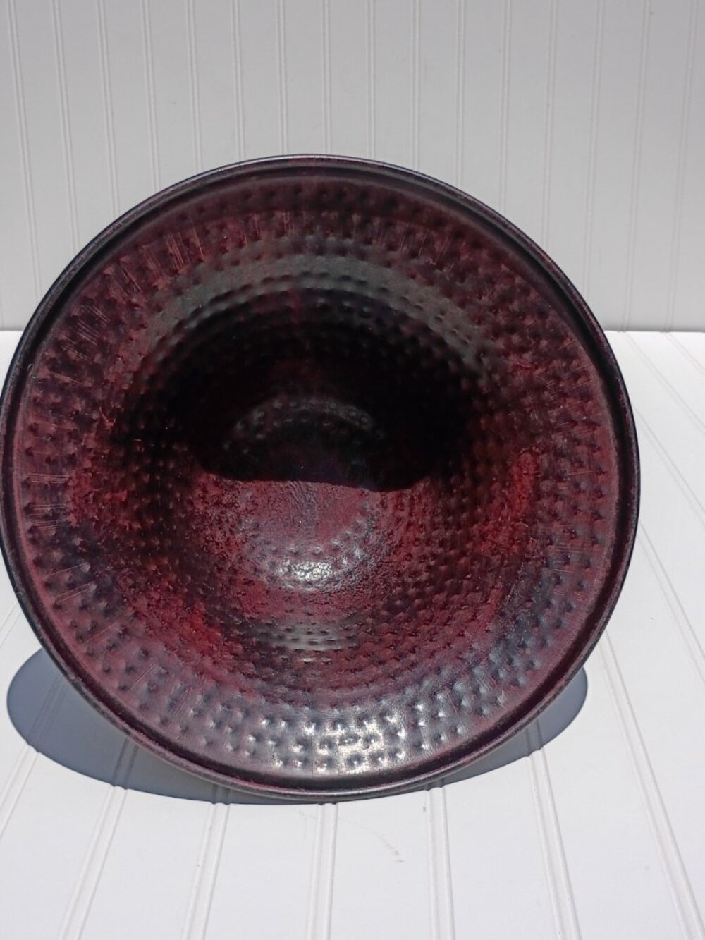 Vintage Hammered Metal Pedestal Bowl 12.5" Large Centerpiece Footed Dish Planter - Picture 13 of 14